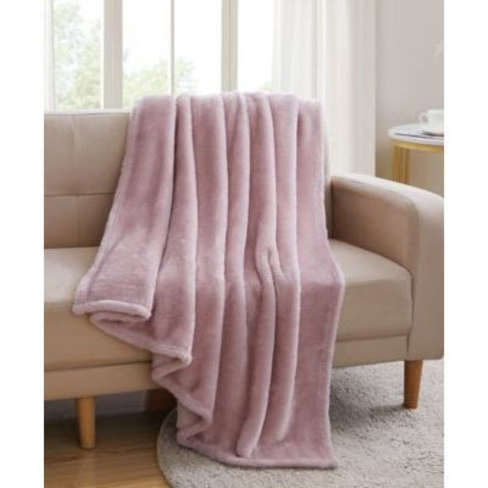 Vcny Home High Pile Soft Plush Throw Washable Blush Pink 50x60 New